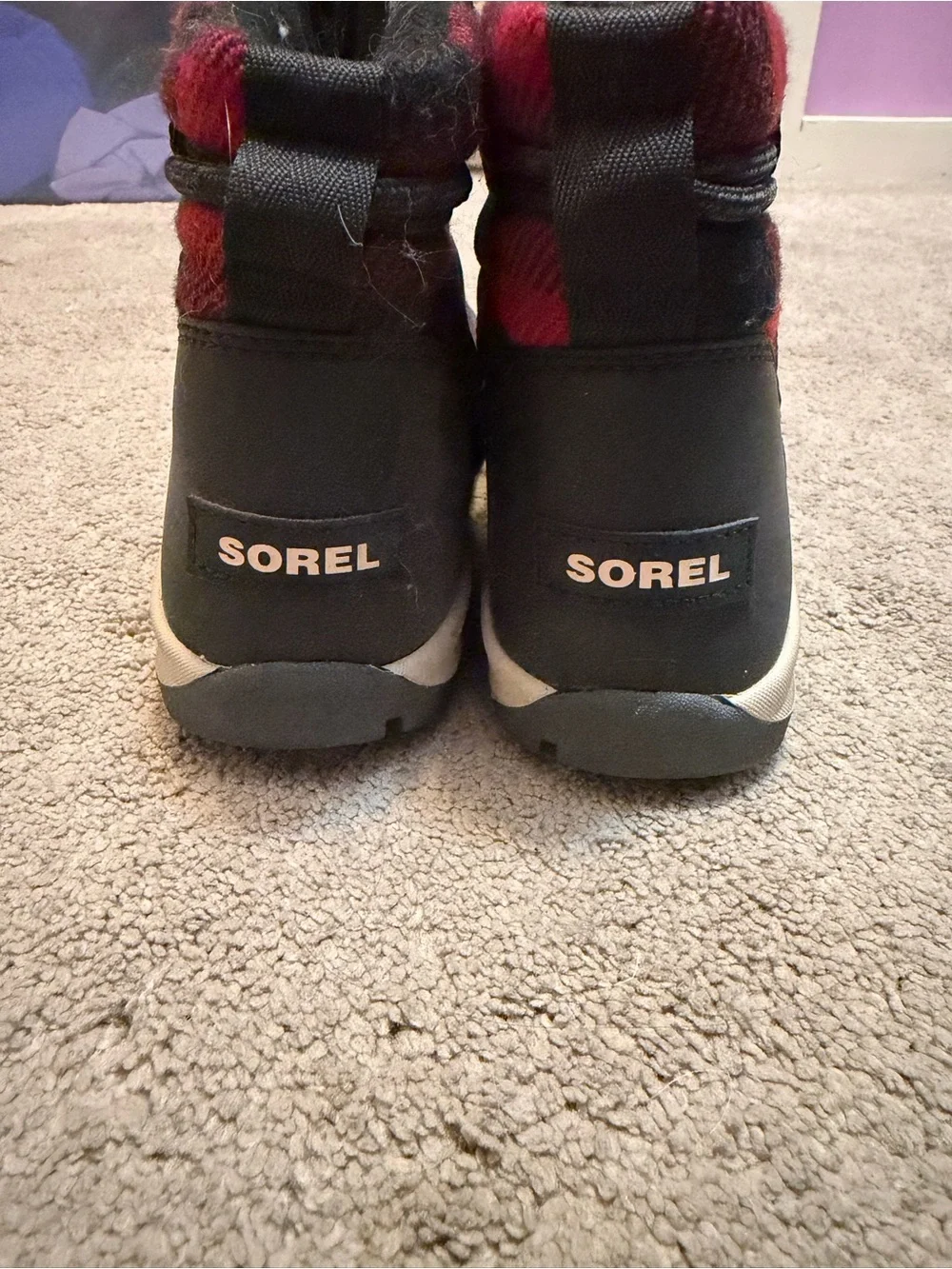 Sorel Red and Black Plaid Winter Boots